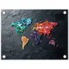 Wereldkaart - Edelstenen - Regenboog - Ruw tuinposter los doek klein -3d