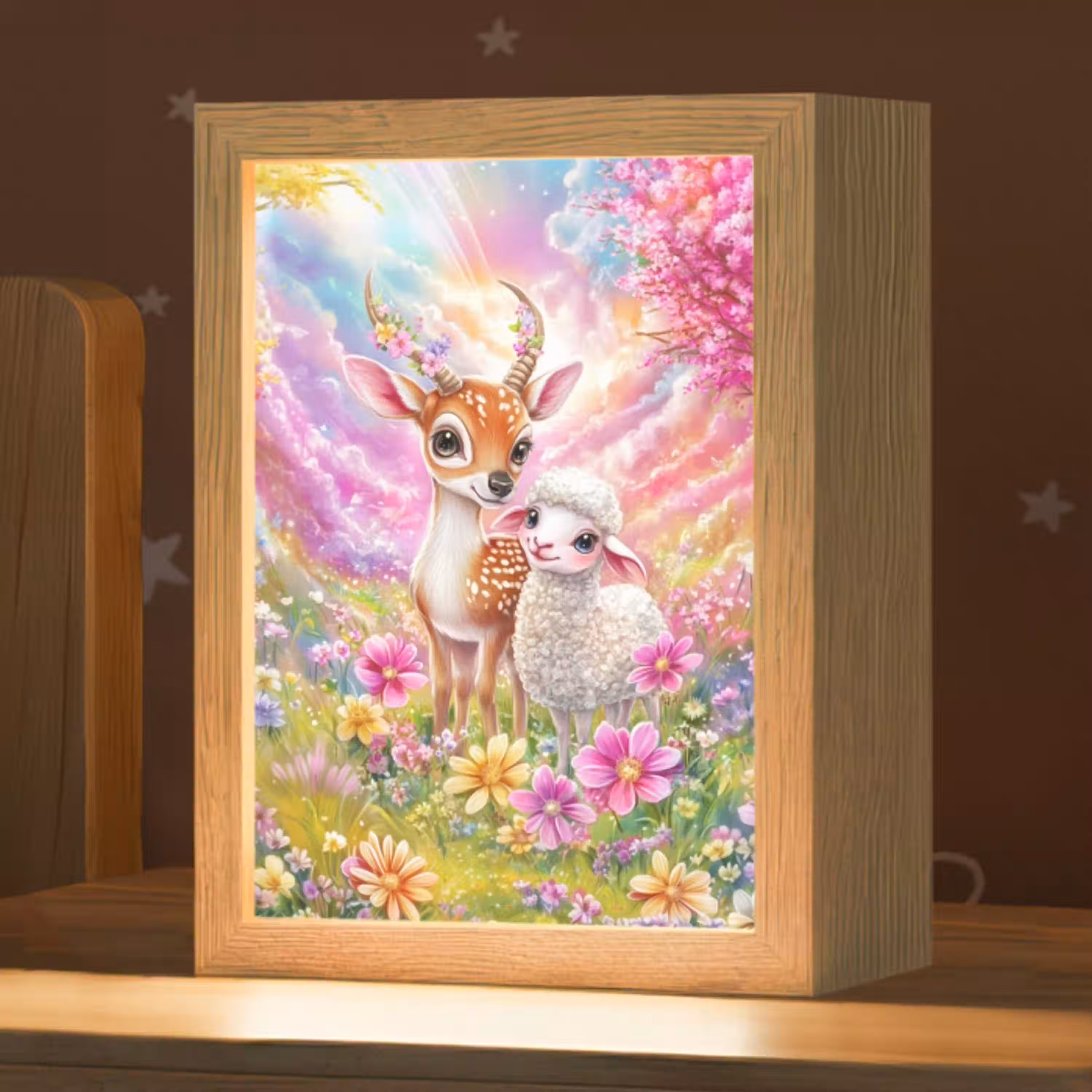 Hertje - Lammetje - Bloemen - Pastel Light Box met kabel klein -zzz_3d_website