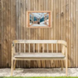 Doorkijk - Hert - Landschap - Winter - Natuur - Dieren - Bergen Tuinposter op houten frame 2 cm dik klein -sfeer4
