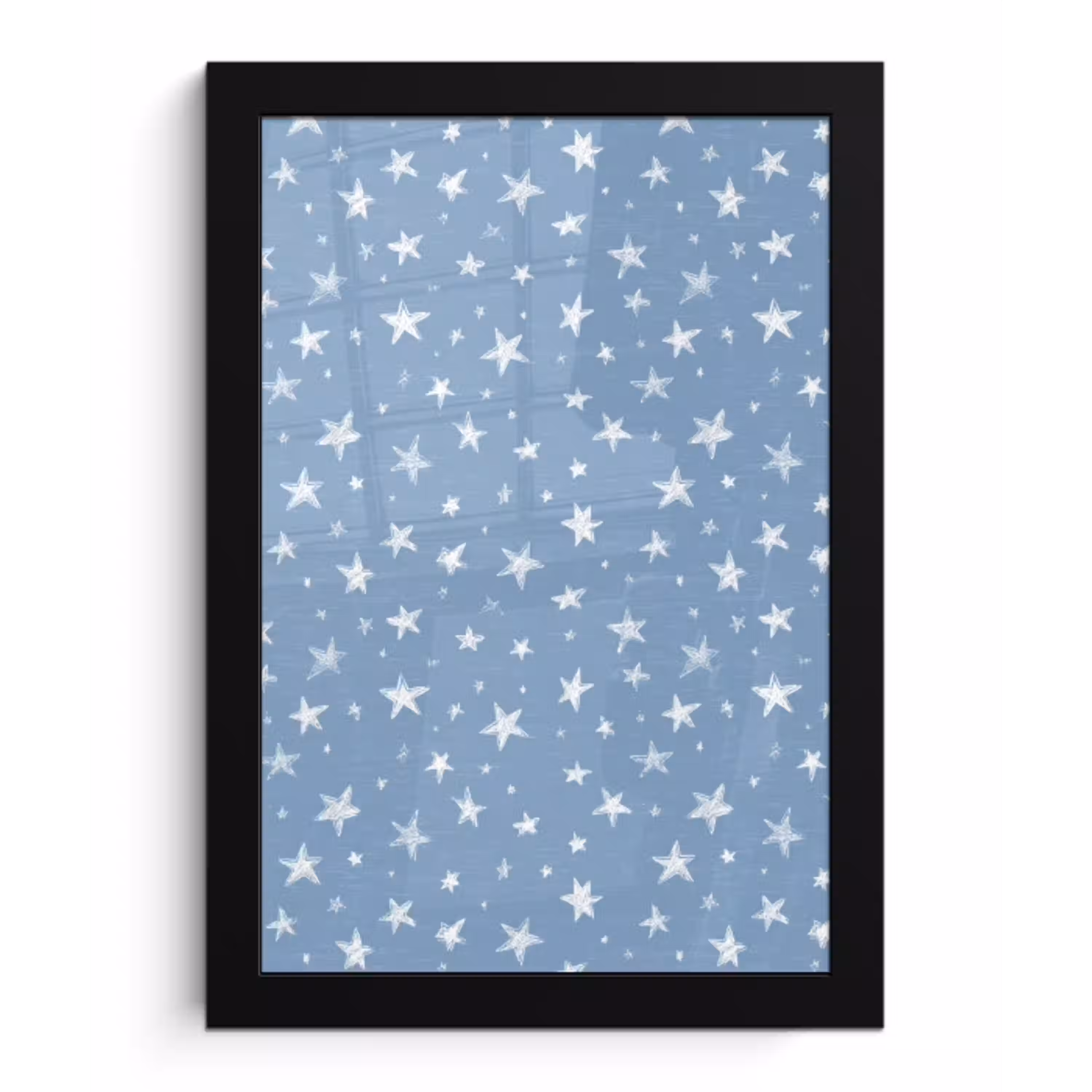 Sterretjes - Patroon - Blauw fotolijst zwart zonder passe partout klein 224 -3d