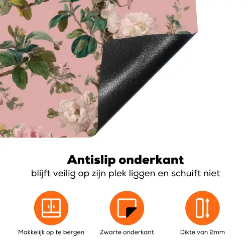 Pioenrozen - Botanisch - Vogel Inductie beschermer vinyl 3mm klein 276 -zzzzzzz-td-onderkant