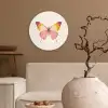 Vlinder - Illustratie - Roze Wandcirkel kunststof plaat 5mm dik klein -sfeer1