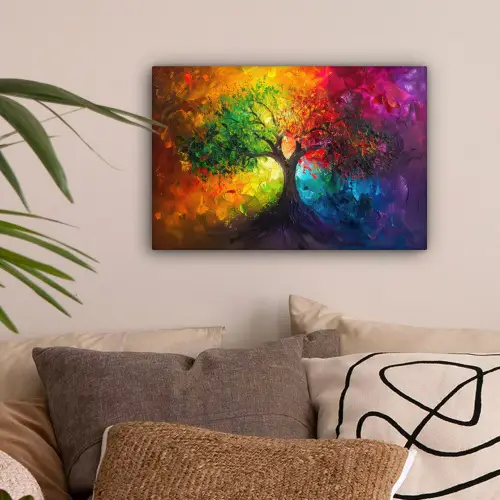 Boom - Kleurrijk - Modern - Abstract canvas 2cm klein -sfeer1