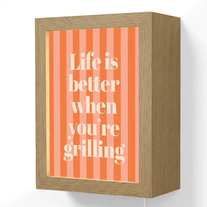 Tekst - Gestreept - Oranje - Zomer Light Box met kabel (Wandlamp) klein -3d