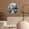Hut - Grijs - Bergen - Mistig Wandcirkel behangsticker klein -sfeer1