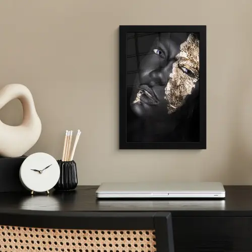 Vrouw - Goud - Zwart - Verf - Luxe fotolijst zwart zonder passe partout klein -sfeer1
