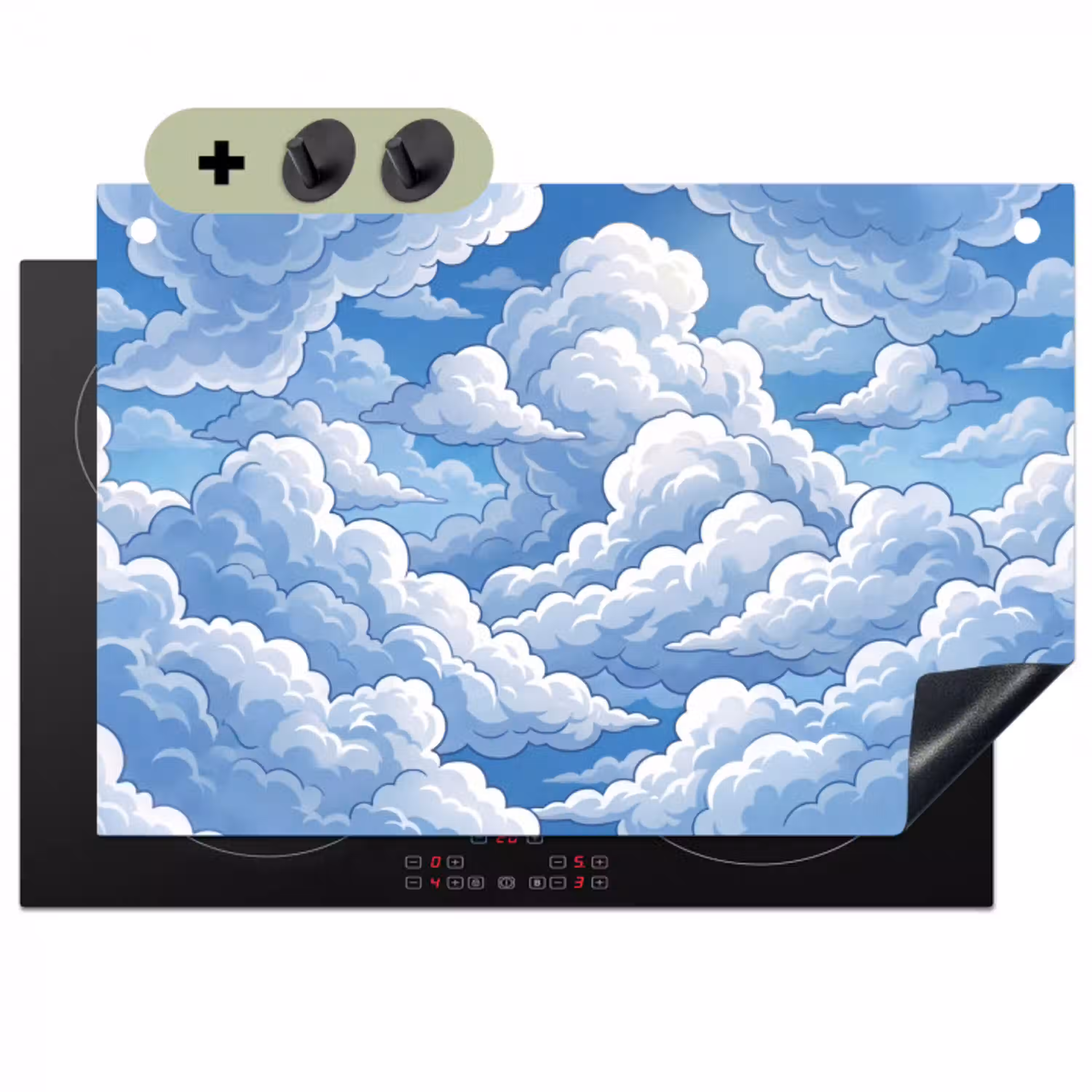 Wolken - Hemel - Abstract - Wit Inductie beschemer met haakjes klein -3d