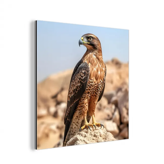 Valk - Vogel - Rots - Macht aluminium wit klein -3d