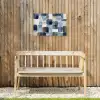 Patroon - Blauw - Vierkanten Tuinposter op houten frame 2 cm dik klein -sfeer4