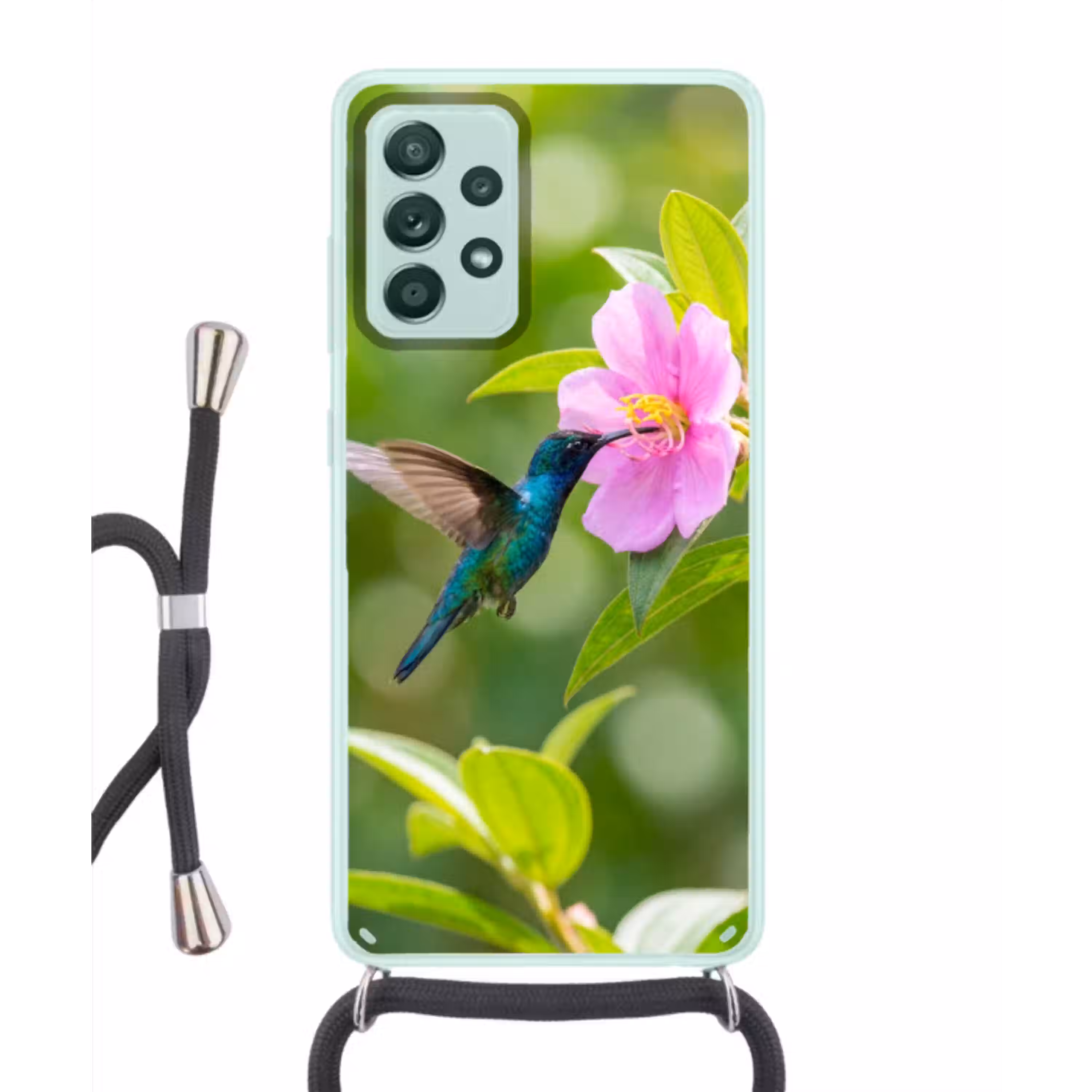 Kolibrie - Bloem - Natuur - Groen Hoesje Samsung Galaxy A52 met koord klein -3d