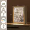 Amandelbloesem - Kunst - Van Gogh - Beige - Abstract Light Box met kabel (Tafellamp) klein -USP_NL