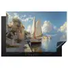 Zeilschip - Huizen - Kade - Zee Inductie beschermer vinyl 3mm klein -3d
