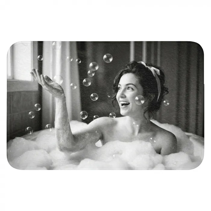 Bad - Bubbels - Zwart - Wit WCmat klein -3d