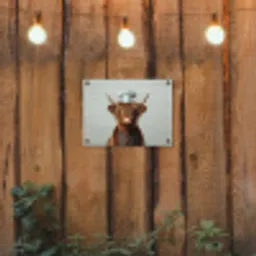 Schotse Hooglander - Bruin - Hoorns - Kokskleding tuinposter los doek klein -sfeer1