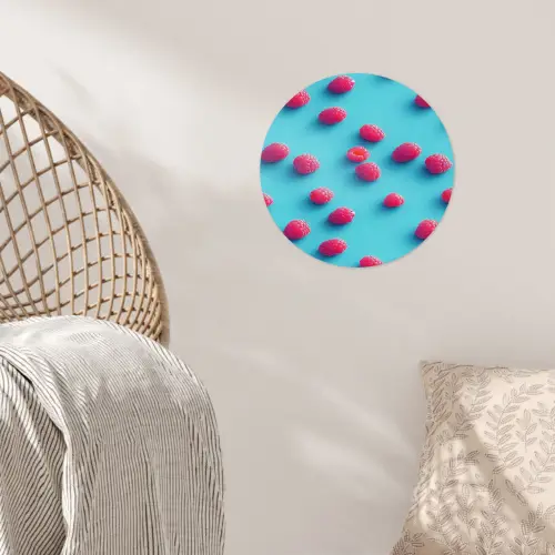 Blauw - Frambozen - Roze Wandcirkel behangsticker klein 186 -sfeer4