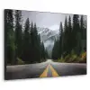 Sparrenbos - Weg - Bergen - Sneeuw Textielframe zwart klein -3d