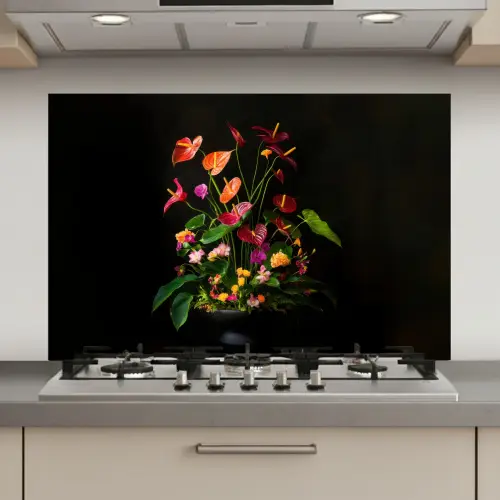Bloemen - Vaas - Kleurrijk keuken achterwand spatscherm klein -3d_website