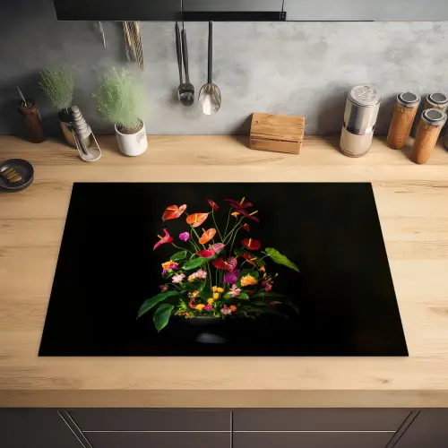 Bloemen - Vaas - Kleurrijk Inductie beschermer vinyl 3mm klein -sfeer5