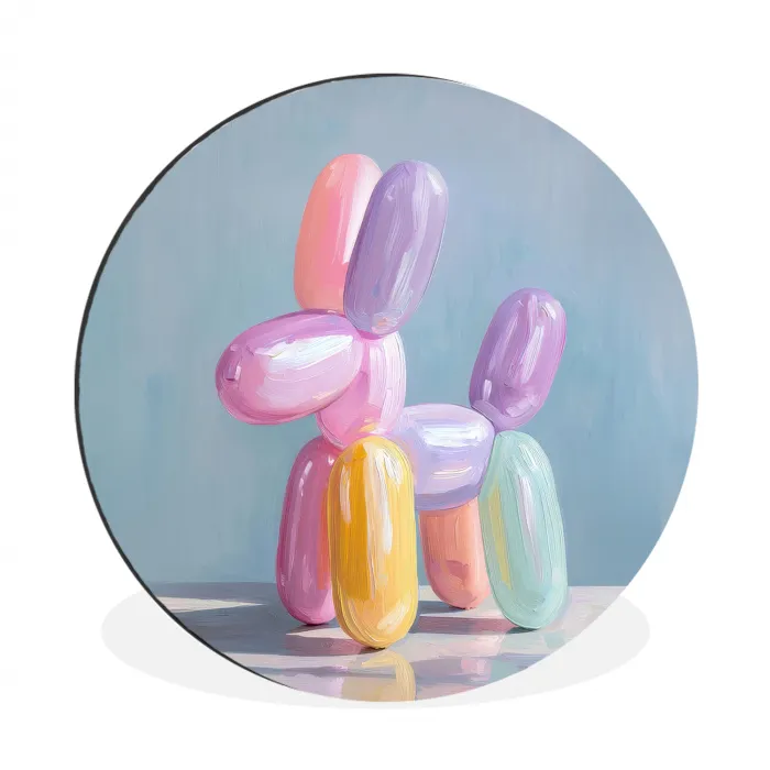Dier - Ballon - Pasteltinten - Glanzend Wandcirkel aluminium klein -3d
