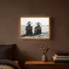 Vrouwen - Zonnehoed - Strand - Zwart - Wit Light Box met batterij (Wandlamp) middel -sfeer4