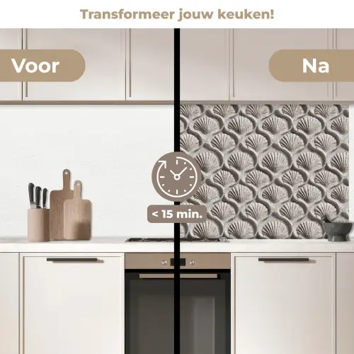 Zand - Schelpenvorm - Grijs keuken achterwand 2 middel 871 -voor-na2_NL
