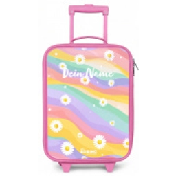 Madeliefjes op regenboogachtergrond Kinderkoffer - Roze klein -zz3dotto