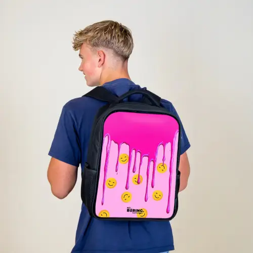Verf - Smiley - Roze Rugzak - Zwart middel -sfeer8