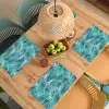 Bladeren - Ijsblauw - Wit Placemat vinyl groot 368 -zzsfeer5_Kitchenyeah-website