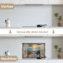 Doorkijk - Strand - Pad - Zonsondergang keuken achterwand spatscherm klein -voor_na_DE