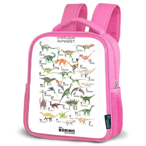 Alfabet van dino's Kinderrugzak - Roze middel -schuin