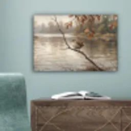 Winterkoninkje - Tak - Rivier - Natuur - Sfeervol canvas 2cm klein -sfeer4