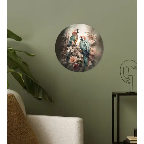 Papegaaien - Vogels - Natuur - Bloemen Wandcirkel behangsticker klein -sfeer2