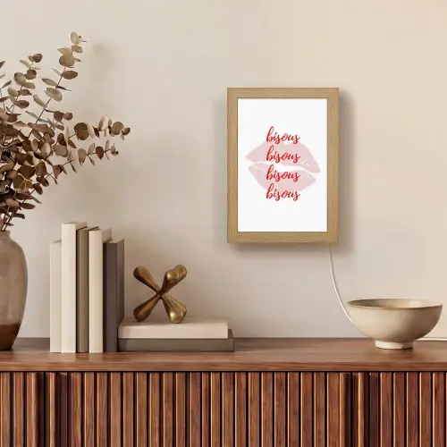Bisous - Lip - Wit - Rood Light Box met kabel (Tafellamp) klein -sfeer2