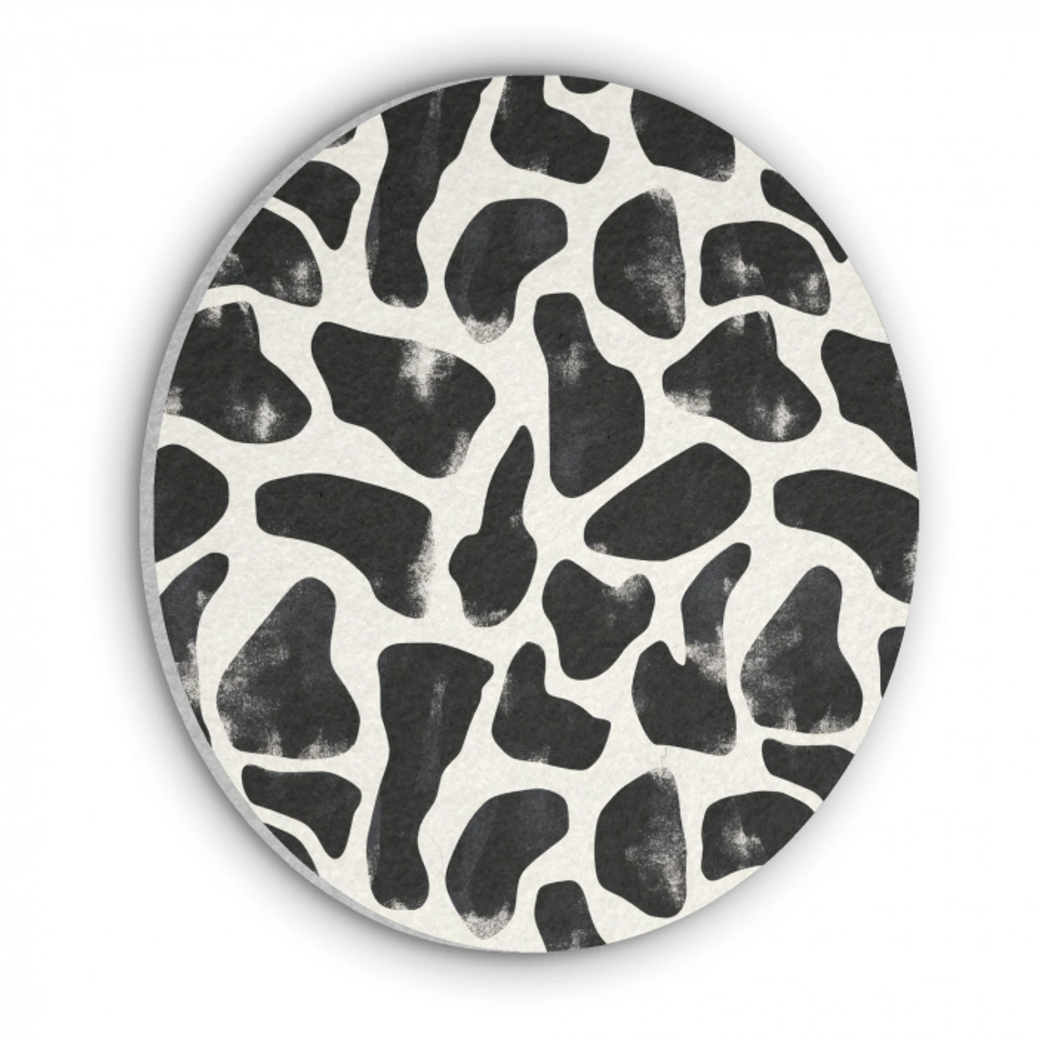Dierenpatroon - Vlekken - Zwart - Wit Akoestische PET Vilt - Rond klein 838 -3d
