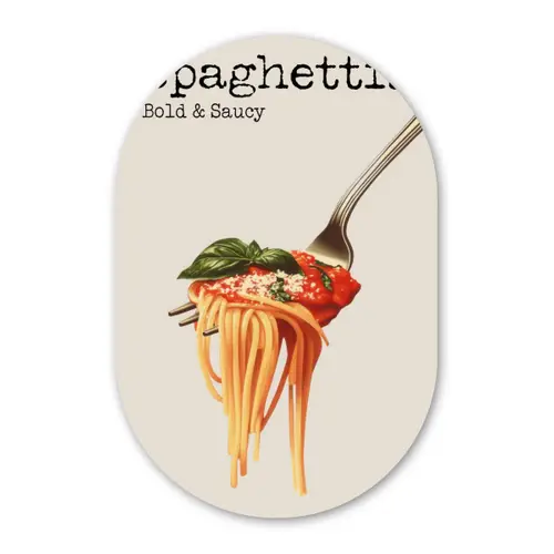 Spaghetti - tomatensaus - Parmezaanse kaas Wandcirkel Ovaal Forex klein -3d