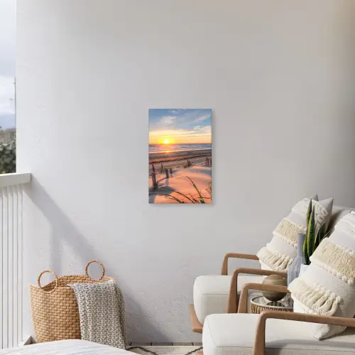 Zandpad bij Zonsondergang Tuinposter op houten frame 2 cm dik klein -sfeer1