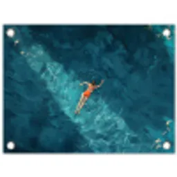 Vrouw - Water - Bikini - Oranje tuinposter los doek klein -3d