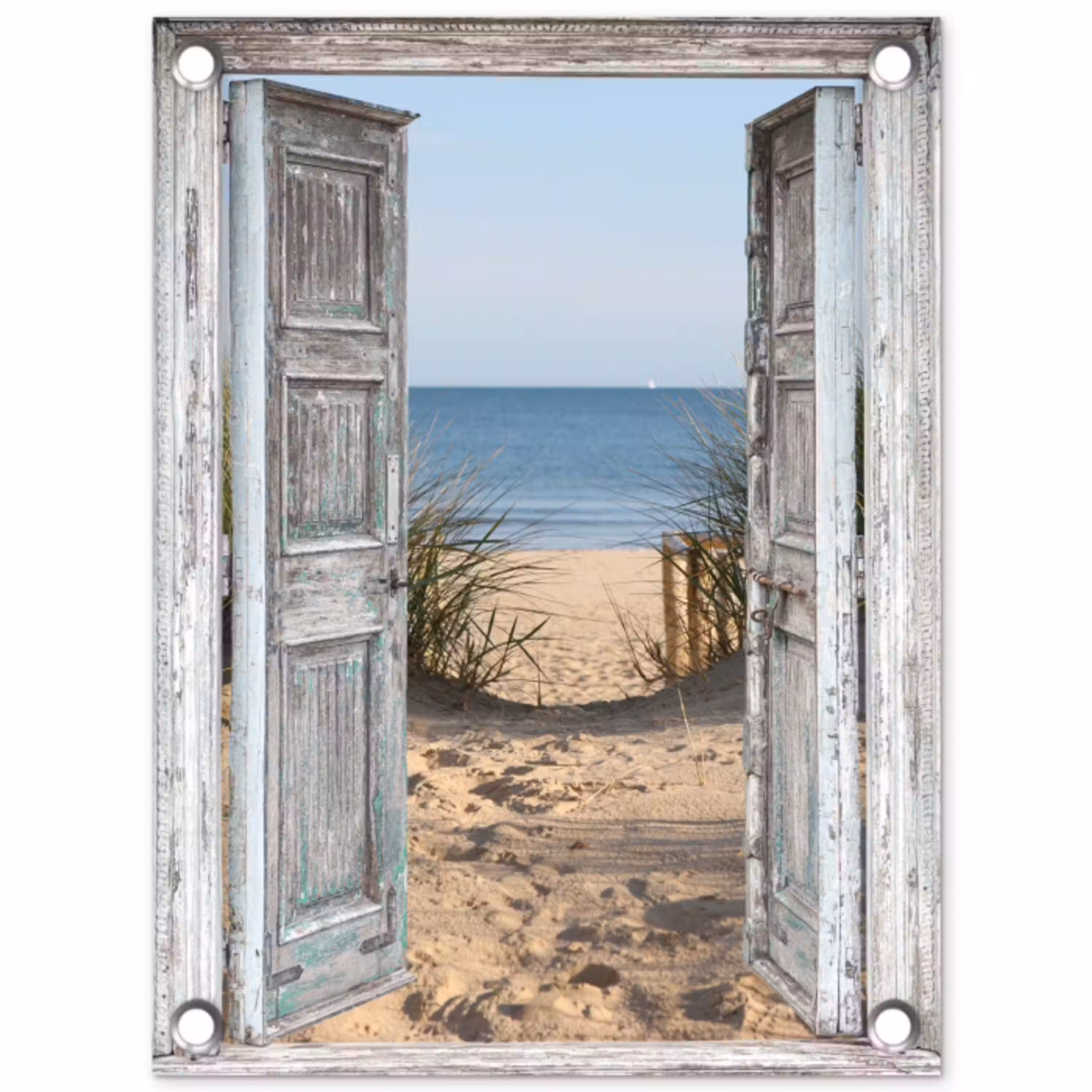 Deur naar de zee tuinposter los doek klein -3d
