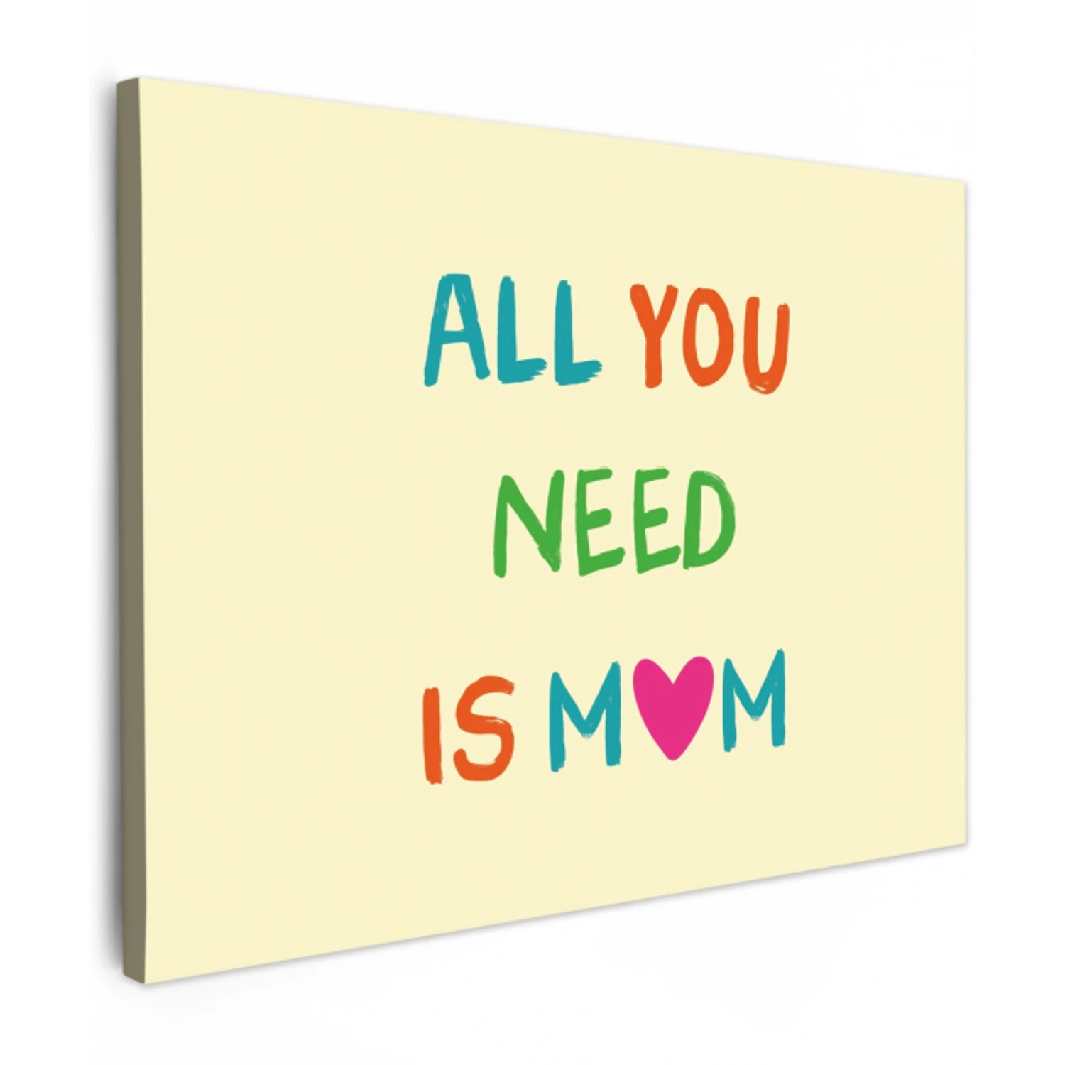 Hartje -  Moeder - Tekst - Kleurrijk canvas 2cm middel -z3d