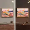Kleurrijke bloemen - Bergen - Fantasielandschap Light Box met batterij (Wandlamp) middel -sfeer3