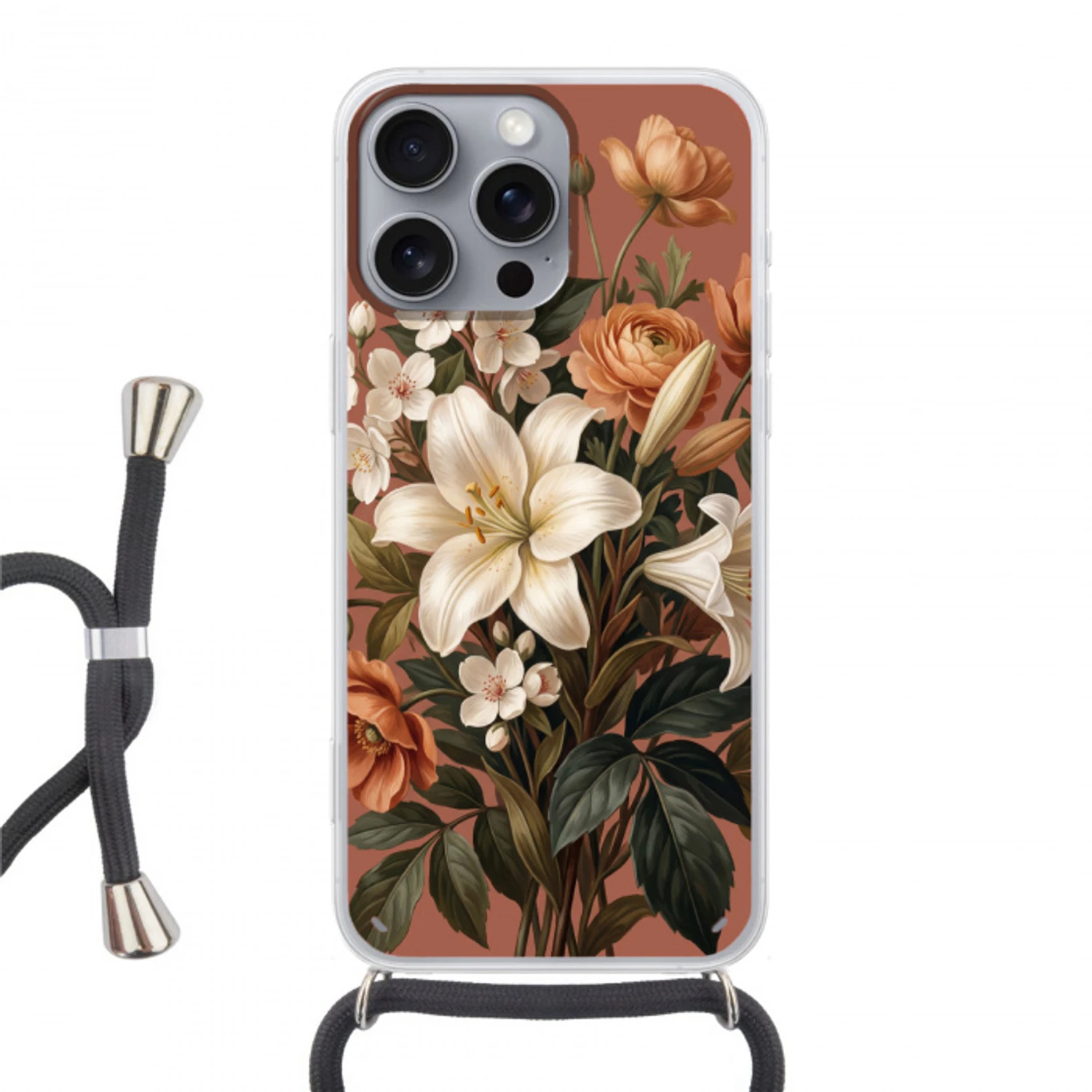 Boeket - Retro - Kleurrijk Hoesje iPhone 16 Pro Max met koord klein -3d