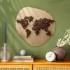 Wereldkaart - Zandkleur - Koffiebonen Wandcirkel Organisch Plexiglas middel -sfeer2
