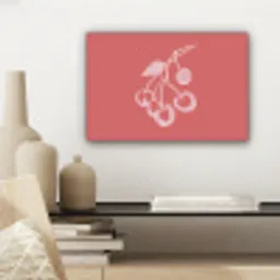 Lijnillustratie - Kersen - Tak - Wit canvas 2cm klein -sfeer6