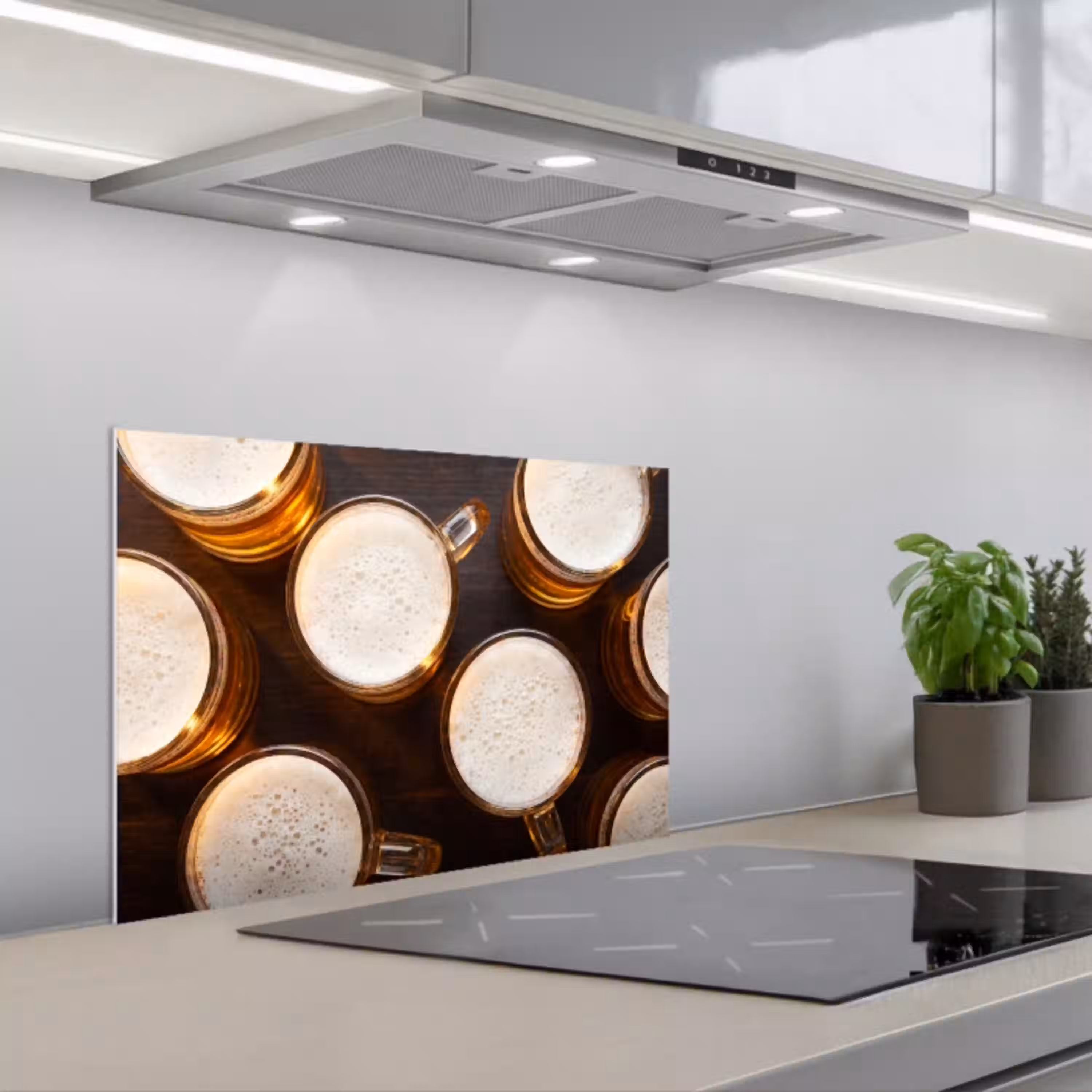 Bier - Glazen - Schuim - Hout - Drank keuken achterwand spatscherm klein -3d_schuin