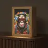 Chimpansee - Aap - dieren - Graffiti - Bril - Koptelefoon - Kleuren Light Box met kabel (Tafellamp) klein -z3d_website