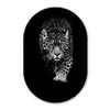 Dieren - Zwart - Luipaard - Wit - Wild Wandcirkel Ovaal Forex klein -3d