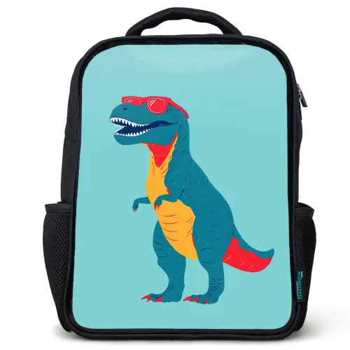 Dinosaurus - Blauw - Zonnebril Rugzak - Zwart middel -3d