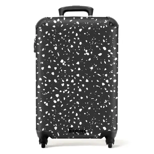 Terrazzo patroon zwart en wit NBS - Handbagage koffer - Volwassenen Unisex middel -productfoto_recht