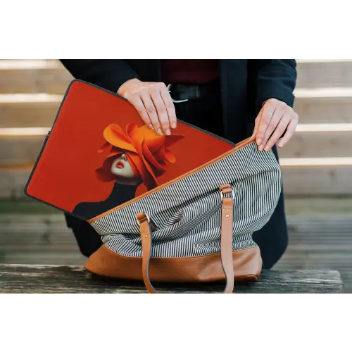Oranje - Hoed - Vrouw laptophoes neopreen klein -tas