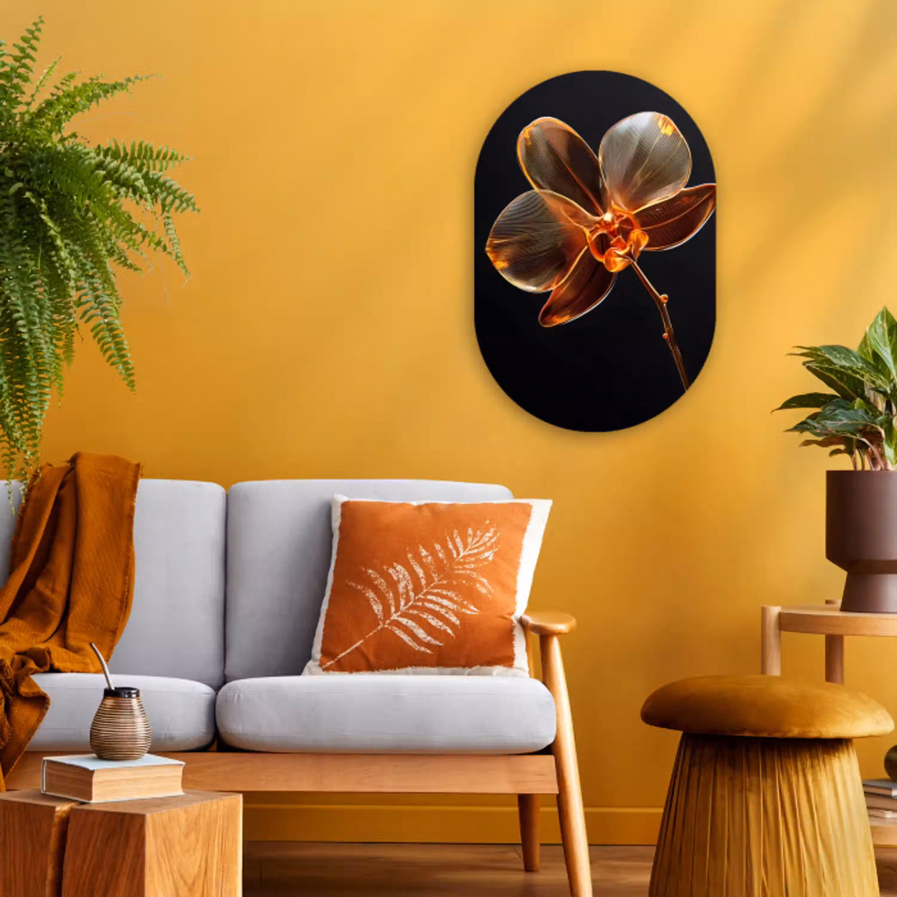 Orchidee - Doorzichtig - Bloem Wandcirkel Ovaal Forex klein -sfeer4